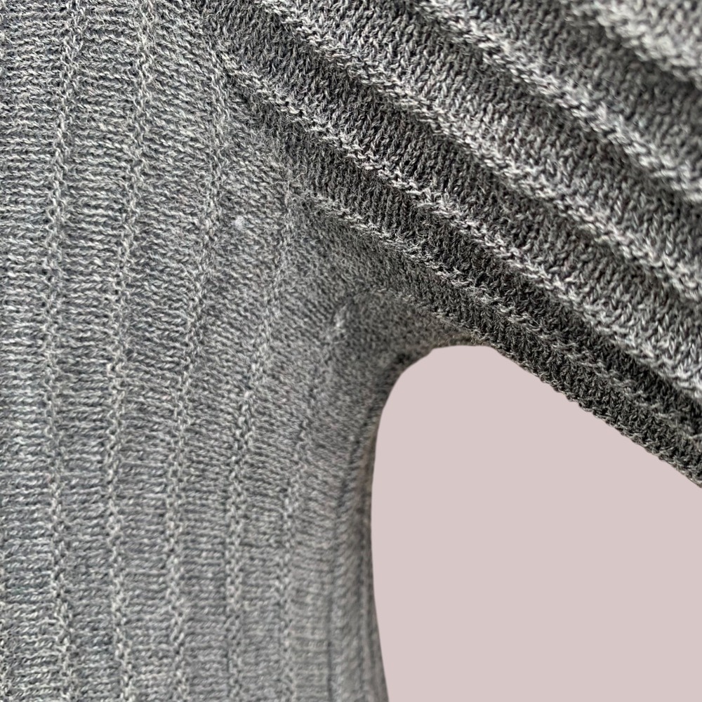 EILEEN‎ FISHER Ribbed Knit Wool Midi Dress Charcoal Gray 3/4 Sleeve Pleated Smal - Picture 4 of 6